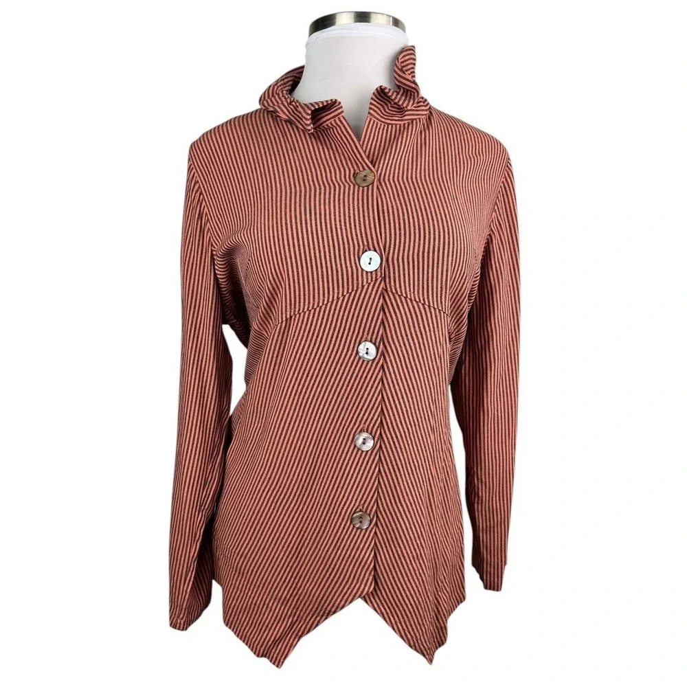 Soft Surroundings Sasha Orange Stripe Button Up Tunic Top Plus Size 1X Lagonlook - Picture 4 of 12
